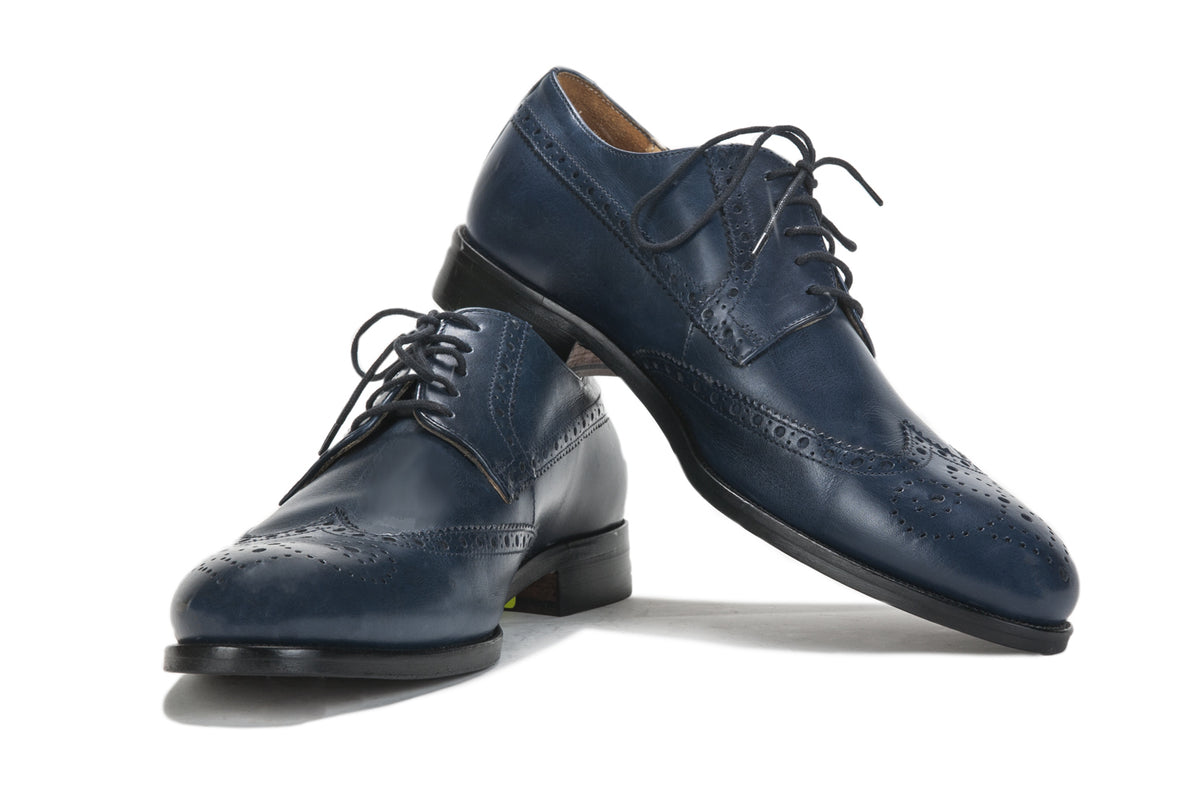 Dark blue hot sale leather shoes